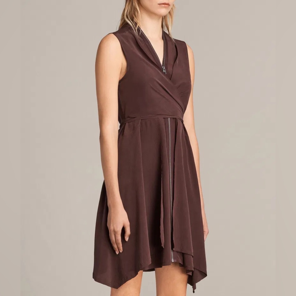 All Saints‎ Jaya Silk Dress Size 6 100% Silk